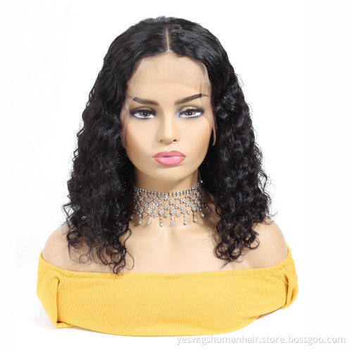 Raw Brazilian Human Hair Short Bob Lace Frontal Wigs Curly Wave 150% Density Deep Wave Bob Wigs 13X4 Lace Front Human Hair Wig